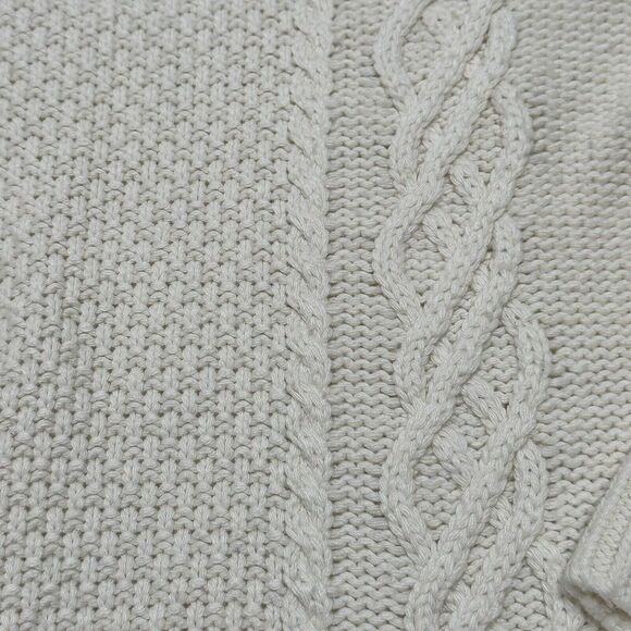 J Crew Factory Embellished Beads Cable-Knit Sweater Ivory White - Womens Size M - Picture 10 of 10